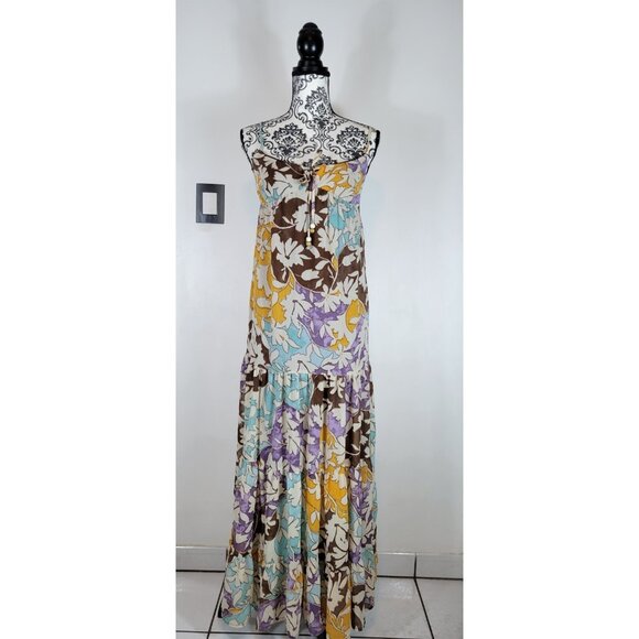 Women's Sonoma Casual Deep White Maxi Dress Drifter Brown Multi Size XS Multicol - Picture 1 of 6